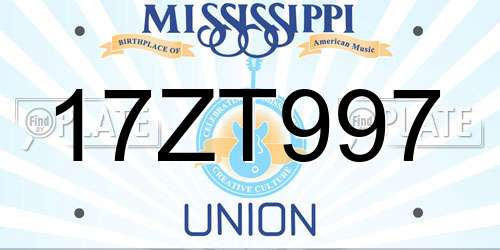 17ZT997 Mississippi License Plate