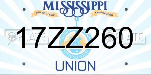 17ZZ260 Mississippi License Plate