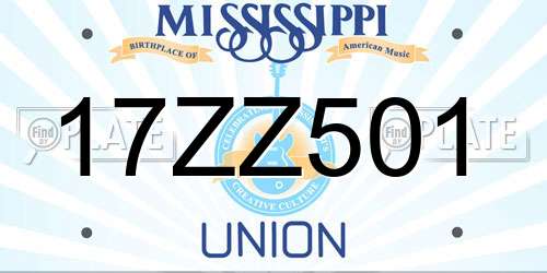 17ZZ501 Mississippi License Plate