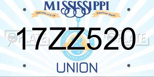 17ZZ520 Mississippi License Plate