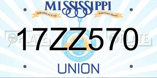 17ZZ570 Mississippi License Plate