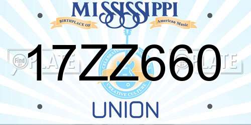 17ZZ660 Mississippi License Plate