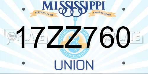 17ZZ760 Mississippi License Plate