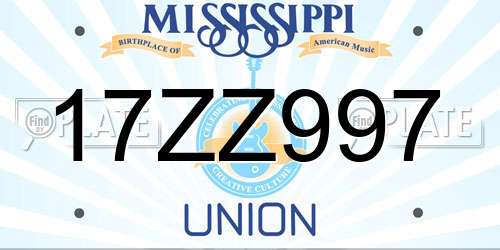 17ZZ997 Mississippi License Plate