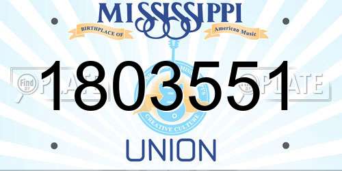 1803551 Mississippi License Plate