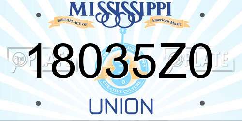 18035Z0 Mississippi License Plate