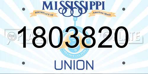 1803820 Mississippi License Plate