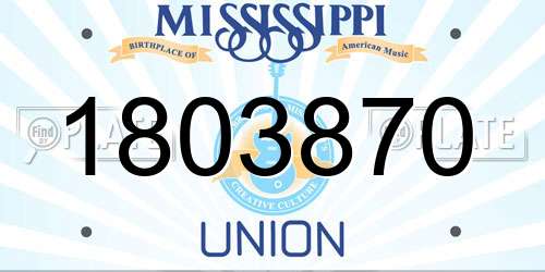 1803870 Mississippi License Plate