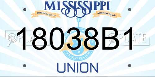 18038B1 Mississippi License Plate