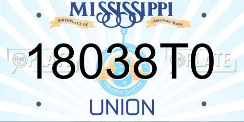 18038T0 Mississippi License Plate