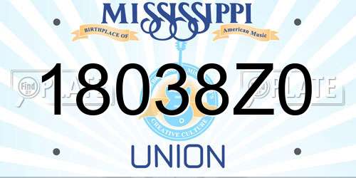 18038Z0 Mississippi License Plate