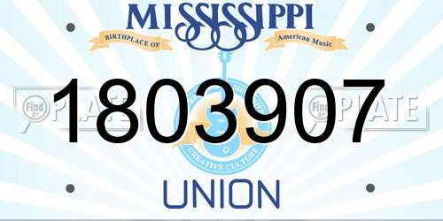 1803907 Mississippi License Plate
