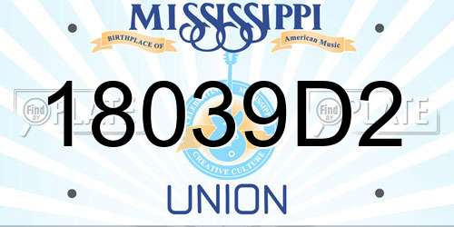 18039D2 Mississippi License Plate