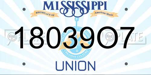 18039O7 Mississippi License Plate