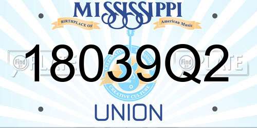 18039Q2 Mississippi License Plate