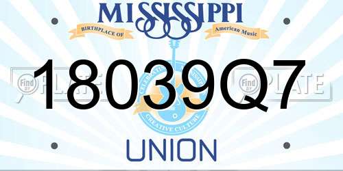 18039Q7 Mississippi License Plate