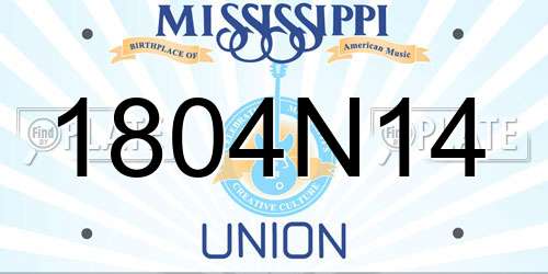1804N14 Mississippi License Plate