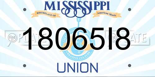 18065I8 Mississippi License Plate