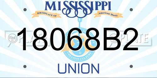 18068B2 Mississippi License Plate