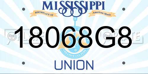 18068G8 Mississippi License Plate