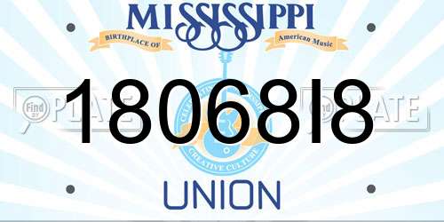 18068I8 Mississippi License Plate
