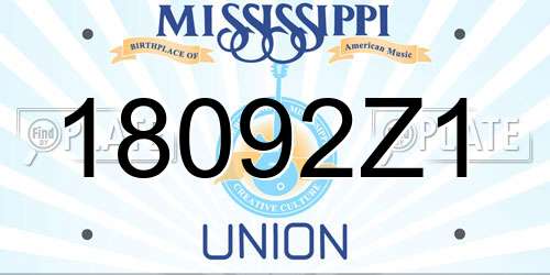 18092Z1 Mississippi License Plate