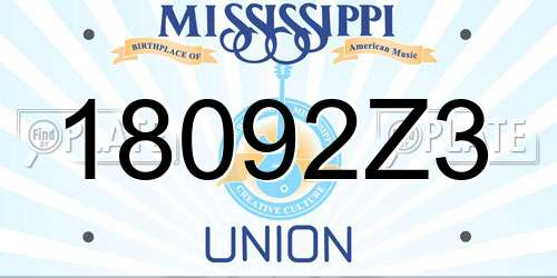 18092Z3 Mississippi License Plate
