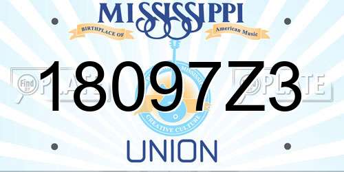 18097Z3 Mississippi License Plate