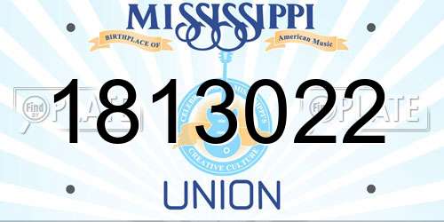 1813022 Mississippi License Plate