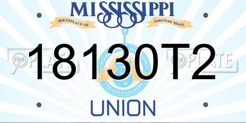 18130T2 Mississippi License Plate