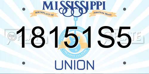 18151S5 Mississippi License Plate
