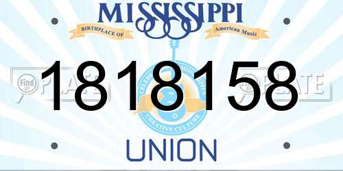 1818158 Mississippi License Plate