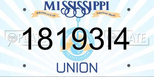 18193I4 Mississippi License Plate
