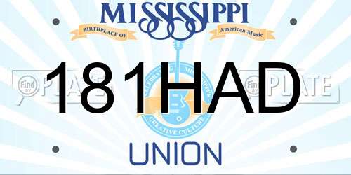 181HAD Mississippi License Plate