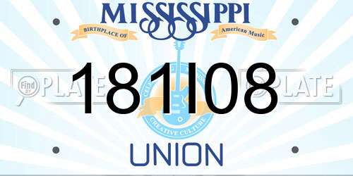 181I08 Mississippi License Plate