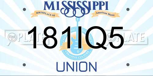 181IQ5 Mississippi License Plate