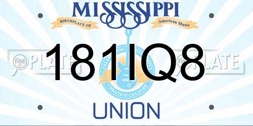 181IQ8 Mississippi License Plate