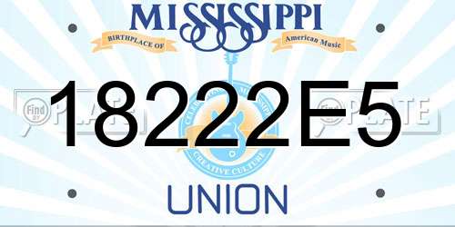 18222E5 Mississippi License Plate