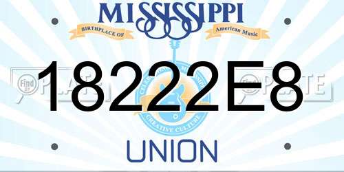 18222E8 Mississippi License Plate