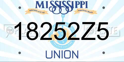 18252Z5 Mississippi License Plate