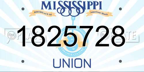 1825728 Mississippi License Plate
