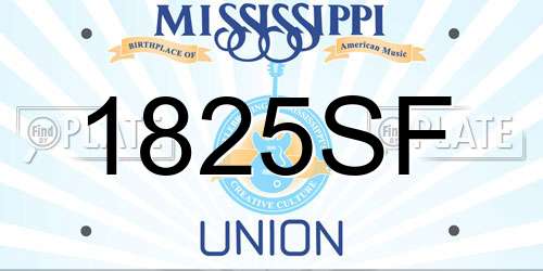 1825SF Mississippi License Plate