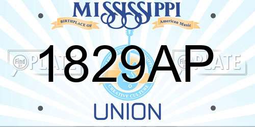 1829AP Mississippi License Plate