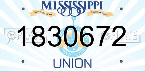 1830672 Mississippi License Plate