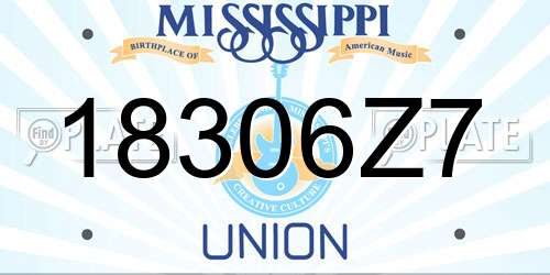 18306Z7 Mississippi License Plate