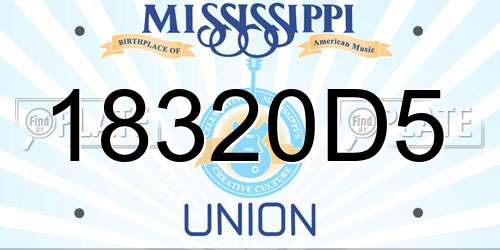 18320D5 Mississippi License Plate