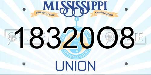 18320O8 Mississippi License Plate