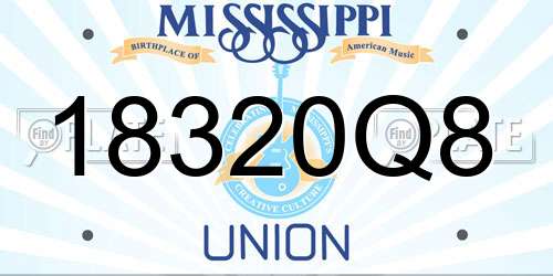18320Q8 Mississippi License Plate