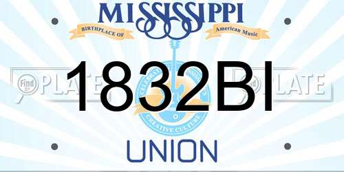 1832BI Mississippi License Plate