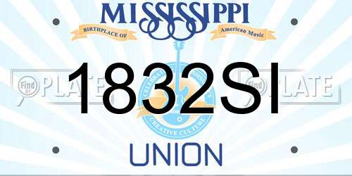 1832SI Mississippi License Plate
